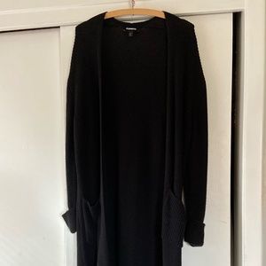 Express Women's Long Black Ribbed Cartigan